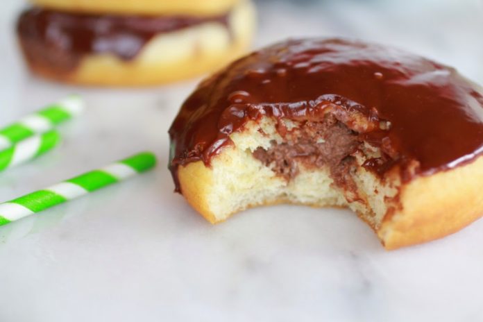 Chocolate cream filled dounuts