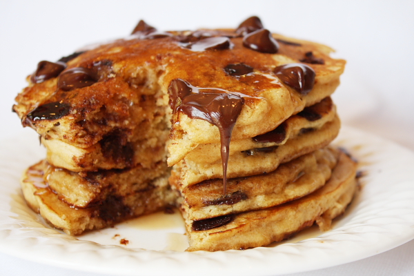 Fluffy Chocolate Chip Pancakes