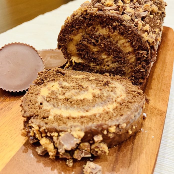 Chocolate Peanut Butter Cake Roll